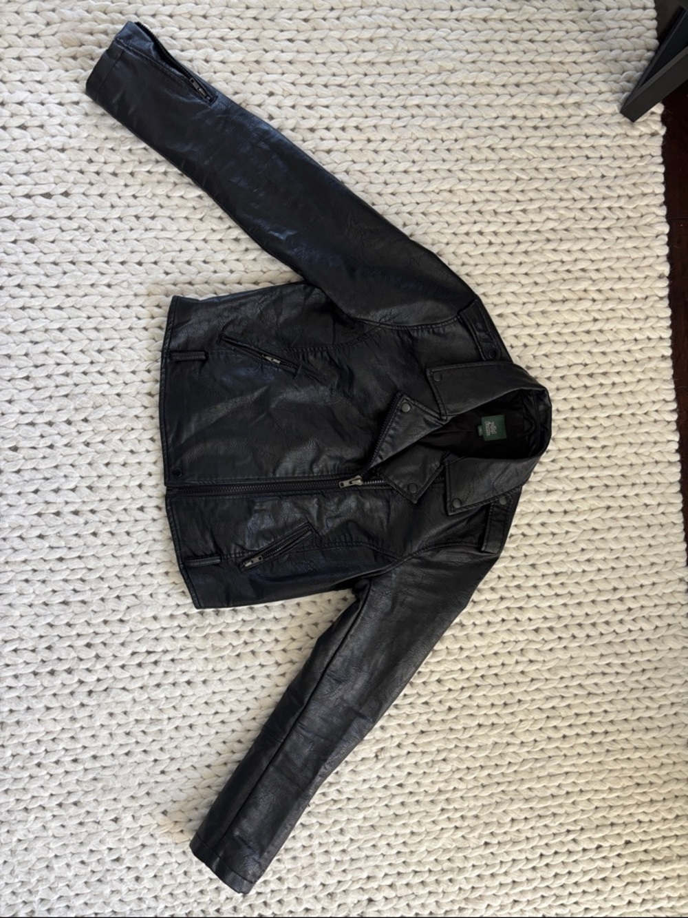 wild fable Black Faux Leather Bomber Jacket